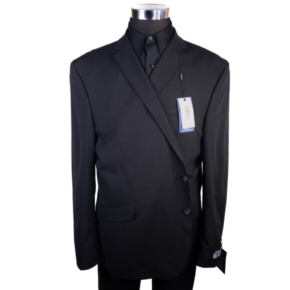 Kenneth Cole Reaction Men's Suit Jacket Sport Coat Solid Black Sz 50R Two Button - Picture 2 of 15